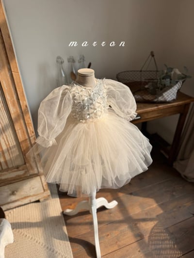 Marron56｜(1y-6y) 絲帶薄紗澎澎洋裝15