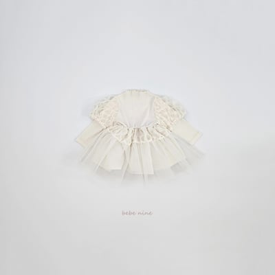 bebe nine43 (65cm-115cm) 2色公主袖蕾絲薄紗洋裝7