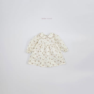 bebe nine24  (65-115) 2色滾邊領碎花洋裝11