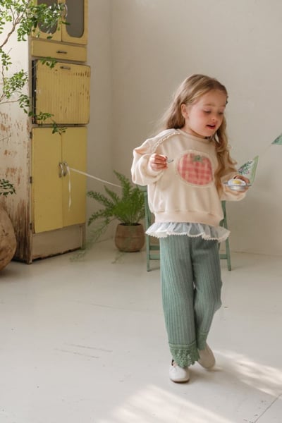 FLO12｜(75-140) 2色番茄碎花布蕾絲上衣14