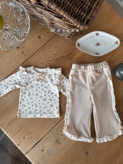 Marron 02｜(1y-6y) 碎花荷葉肩袖上衣5