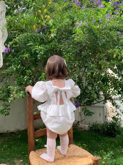 JE26｜(66-120cm) 泡泡袖綁帶包屁衣/洋裝1