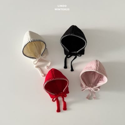 Lindo83｜(80cm-125cm) 滾線刷毛綁帶帽2