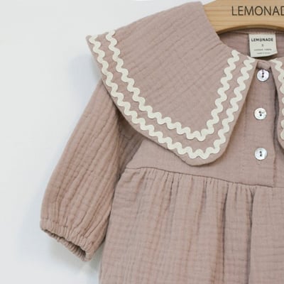 LEMONADE35｜(55cm-85cm) 2色滾邊大翻領包屁衣含帽子18