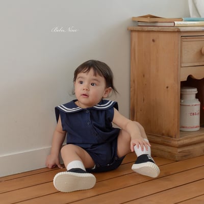 bebe nine35  (6m-24m) 3色海軍翻領連身服13