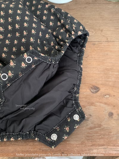 JE 647｜(66-90cm)  碎花蕾絲拼接包屁衣3