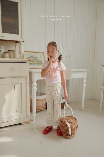 Melikey09｜(75-125cm) 碎花褶皺小喇叭褲15