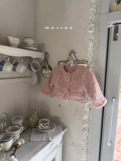 Marron 24｜(1y-6y) 羽毛珍珠開襟外套13