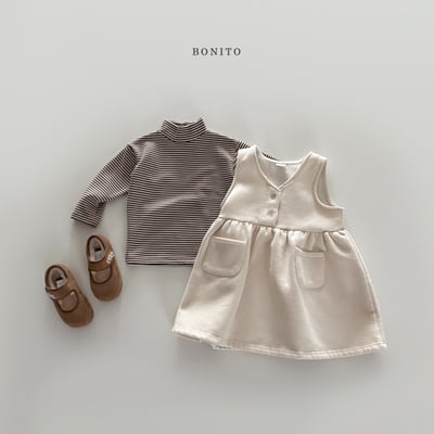 Bonito50｜(75cm-125cm) 條紋中高領上衣12