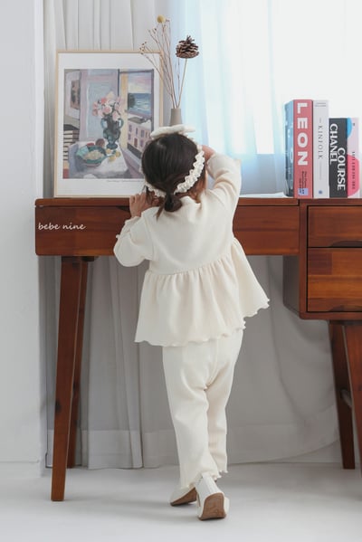 bebe nine10  (65-115) 2色蝴蝶結鈕扣套裝6