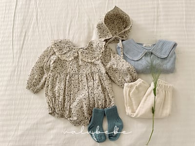 Valubebe14｜(65-80) 翻領碎花包屁衣8