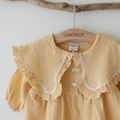 LEMONADE14｜(55cm-85cm) 2色波浪邊大翻領包屁衣含帽子18