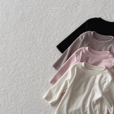 Lindo04｜(3m-18m) 柔軟圓領素面上衣2
