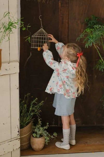 FLO49｜(75-140) 2色田園碎花蕾絲花邊連帽外套17