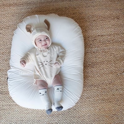 LEMONADE45｜(55cm-85cm) 2色小貓包屁衣含帽子9