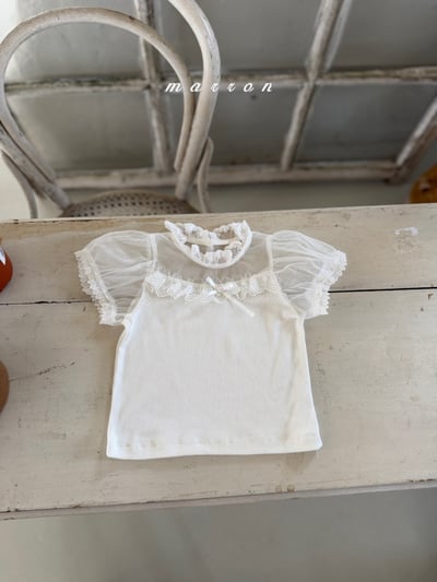 Marron30｜(1y-6y) 優雅緞帶蕾絲上衣5