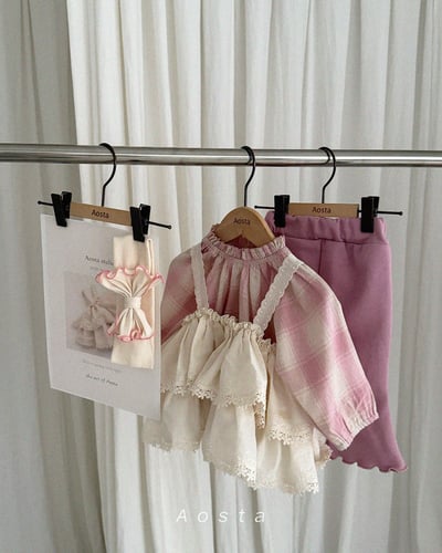 AOSTA18｜(6m-5y) 褶皺格紋襯衫9