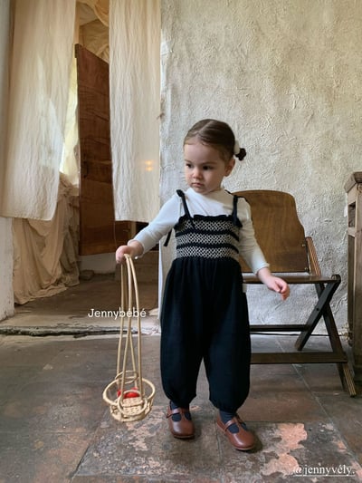 JE581｜(73-100cm) 抓皺綁帶連身褲/素面捲邊上衣14