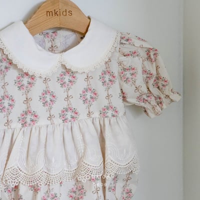 M-KIDS38｜(65-80cm) 歐式碎花滾邊包屁衣9