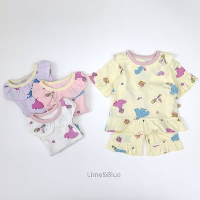 LIME&BLUE36｜(80-118cm MOM)  公主荷葉邊親子套裝6