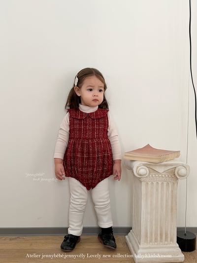 JE 656｜(66-90cm)  格紋翻領娃娃包屁衣9