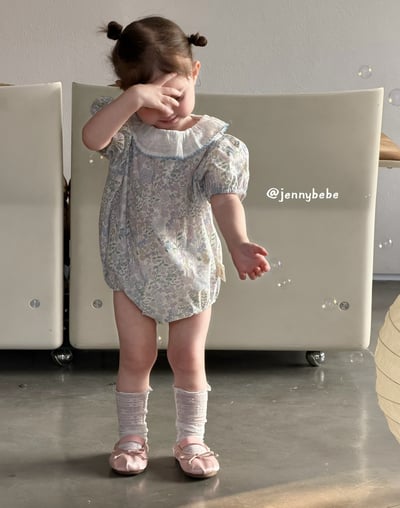 JE696｜(66-90cm) 藍色花卉包屁衣9