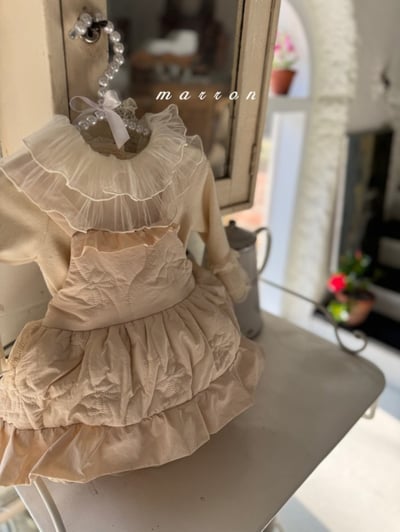 Marron 48｜(3m-18m) 絎縫荷葉肩帶包屁衣7