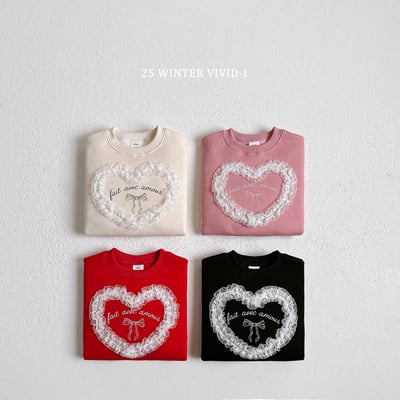 vivid69｜(78cm-125cm) 蕾絲愛心印花休閒上衣2