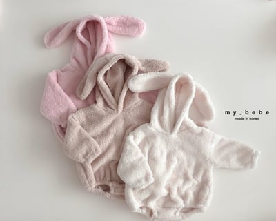 my_bebe20｜(-6m-12m-) 刷毛小兔連帽包屁衣14