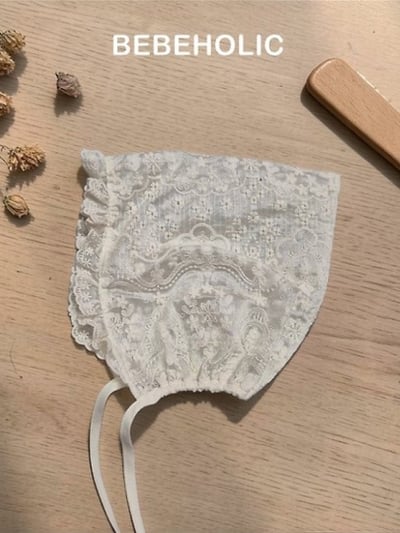 Bebe holic61｜(Free) 荷葉蕾絲綁帶帽3