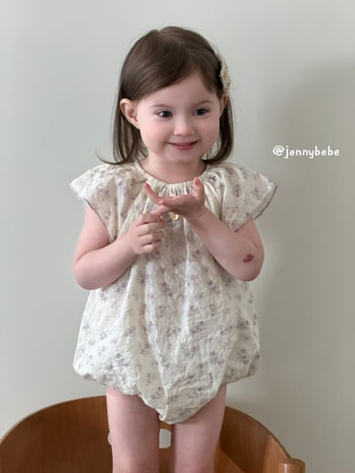 JE710｜(66-90cm) 碎花飛袖包屁衣5