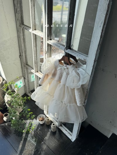 Marron 63｜(3m-18m) 公主蓬蓬袖袖洋裝包屁衣6