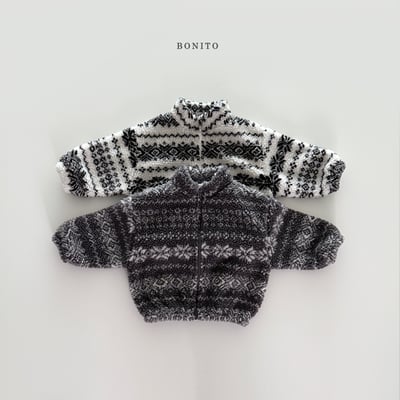 Bonito45｜(75cm-125cm) 雪花刷毛拉鍊外套1