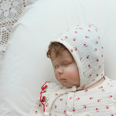 LEMONADE05｜(55cm-85cm) 2色滿版櫻桃/碎花包屁衣含帽子23