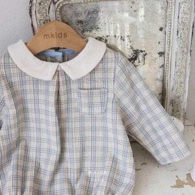 M-KIDS10｜(55-80cm) 2色口袋格紋圓領包屁衣7