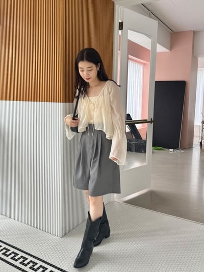 Kastane  褶邊透膚襯衫6