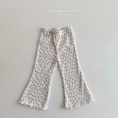 Melikey09｜(75-125cm) 碎花褶皺小喇叭褲10