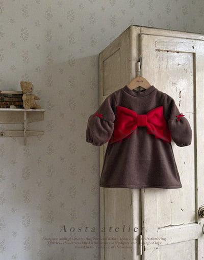 AOSTA26｜(6m-5y) 冬季磨毛蝴蝶結洋裝16