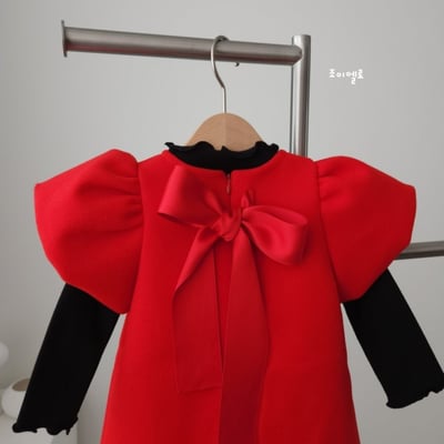 gioiello04｜(85-130cm) 公主袖蝴蝶結洋裝12