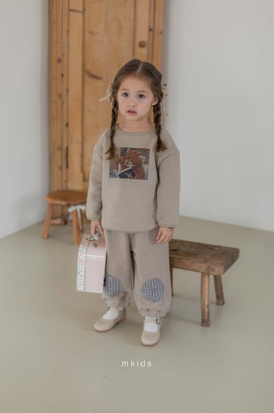 M-KIDS39｜(65-115cm) 2色格紋補丁縮口休閒褲12