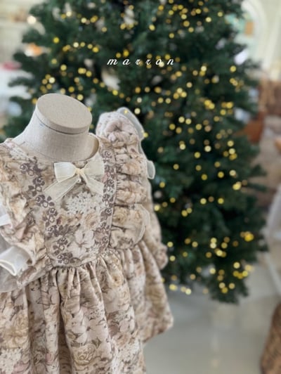 Marron 66｜(1y-6y) 古典碎花荷葉洋裝13