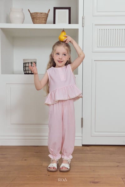 ROA03｜(6m-18m) 2色蕾絲波浪邊棉麻縮口套裝19