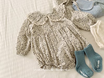 Valubebe14｜(65-80) 翻領碎花包屁衣13