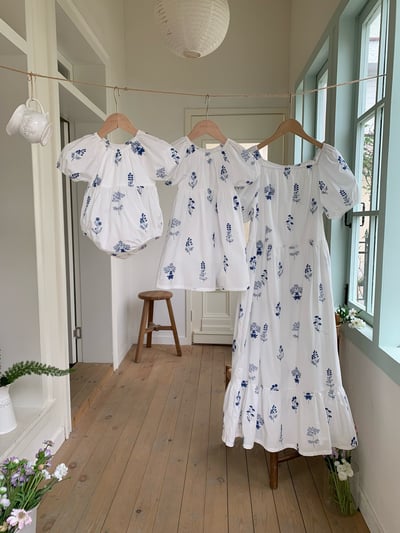 JE10｜(66-120cm-mom) 刺繡小花泡泡袖包屁衣/洋裝3