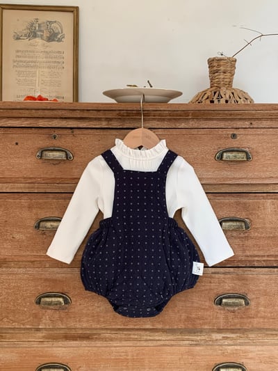 JE618｜(73cm-90cm) 小花舖棉吊帶褲/花邊領上衣17