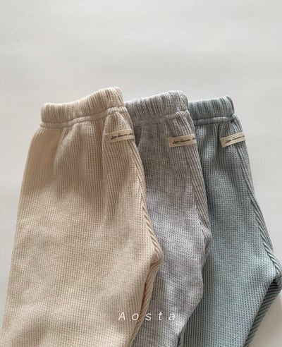 AOSTA33｜(6m-5y) 華夫格縮口長褲2