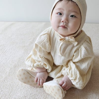 LEMONADE07｜(55cm-85cm) 1色花紋娃娃袖包屁衣含帽子12