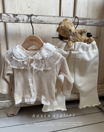 AOSTA37｜(6m-5y) 蕾絲荷葉花瓣綁帶領圍3