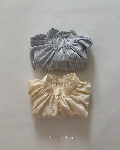 AOSTA21｜(6m-5y) 立領壓紋/細條襯衫3