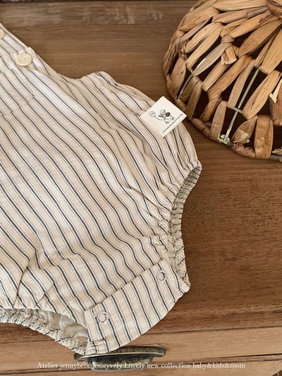 JE567｜(73-100cm) 滾邊翻領上衣/線條吊帶褲5